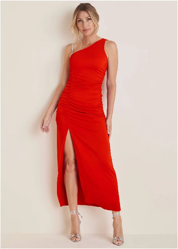 High Slit Maxi Dress - Goji Berry