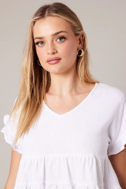 White Tiered Top Short Sleeve