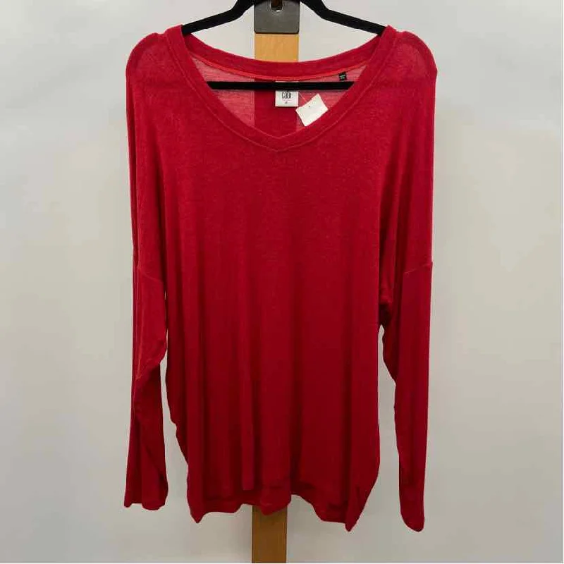 CABI Women's Size M Red Solid Long Sleeve Shirt