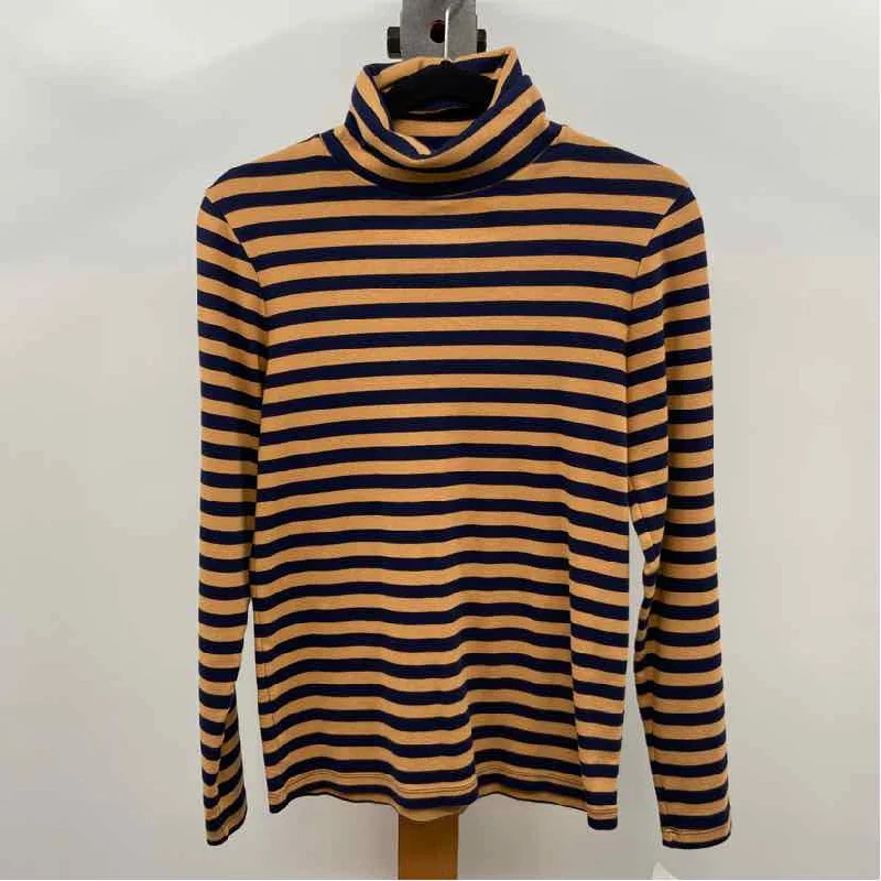 J Crew Women's Size L Navy Stripe Long Sleeve Shirt