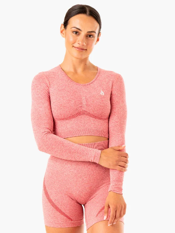 Sculpt Seamless Long Sleeve Top - Pink Marl