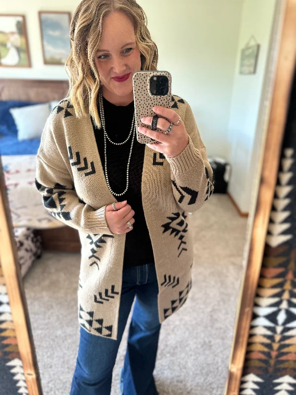 Beige / Black Aztec Cardigan