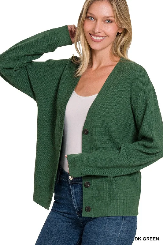 WOMENS VISCOSE SWEATER CARDIGAN DARK/FOREST GREEN