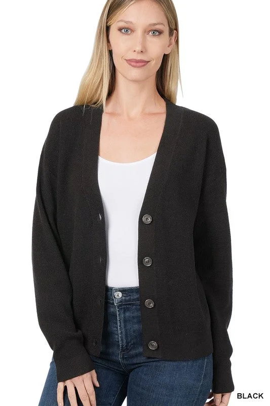 WOMENS VISCOSE SWEATER CARDIGAN IN BLACK