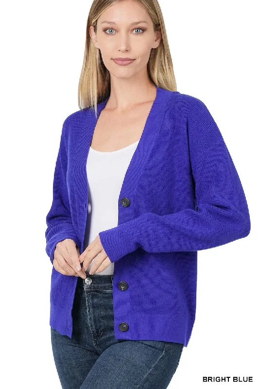 WOMENS VISCOSE SWEATER CARDIGAN IN BRIGHT BLUE