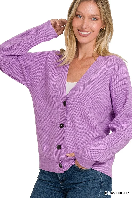 WOMENS VISCOSE SWEATER CARDIGAN IN LAVENDER