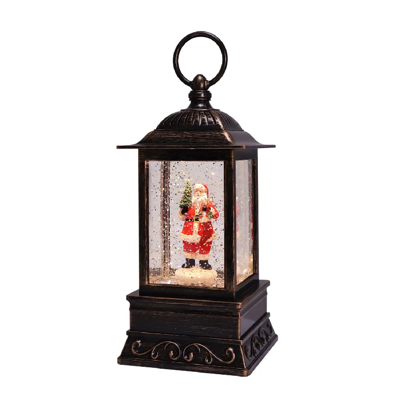 10.5" St. Nick Stocking Glitter Lantern