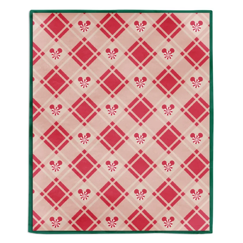 Disney Mickey Mouse Ears Peppermint Plaid Throw Blanket, 50x60